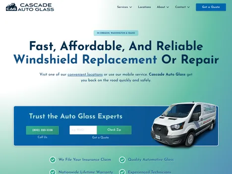 Cascade Auto Glass website screenshot