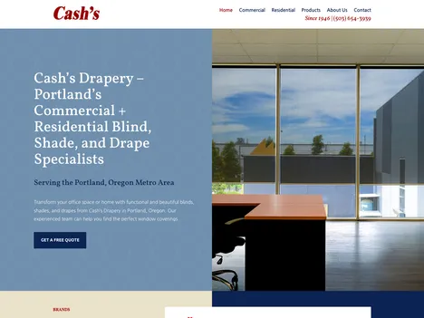 Cash's Drapery website screenshot
