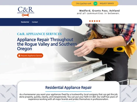 C&R Appliance Services website screenshot
