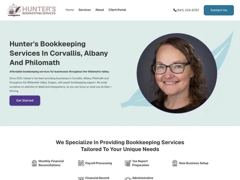 Hunter's Bookkeeping Services website screenshot