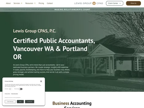 Lewis Group CPAs website screenshot