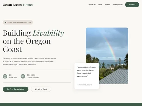 Ocean Breeze Homes website screenshot