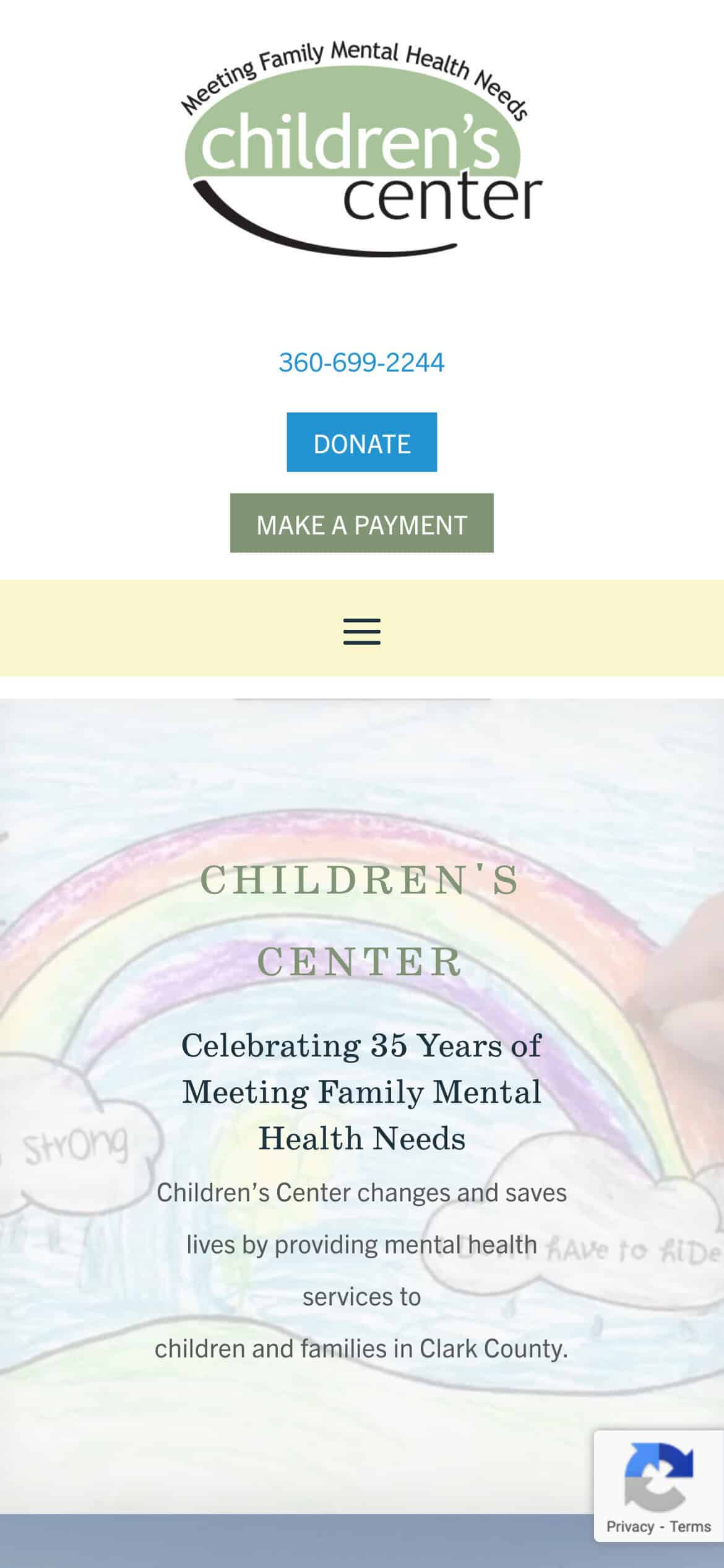 Children’s Center mobile homepage