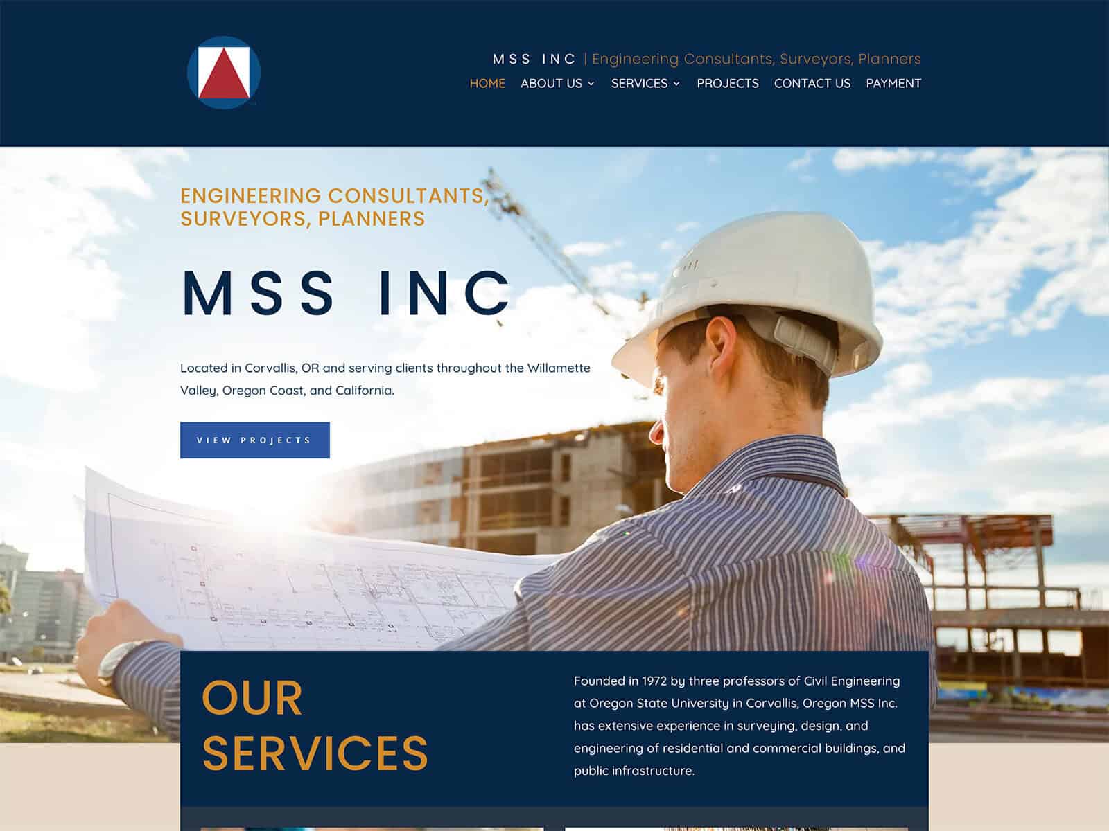 MSS Inc. Engineering Consultants desktop homepage
