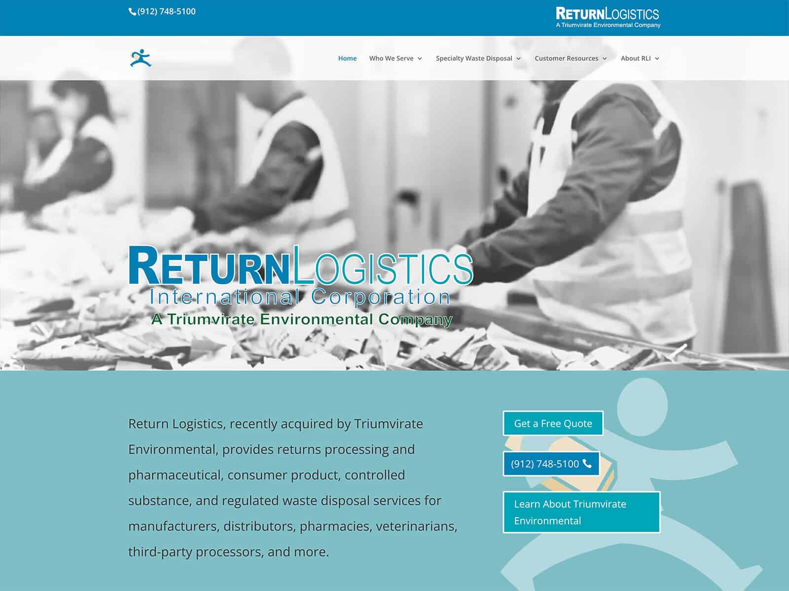 Return Logistics International desktop homepage