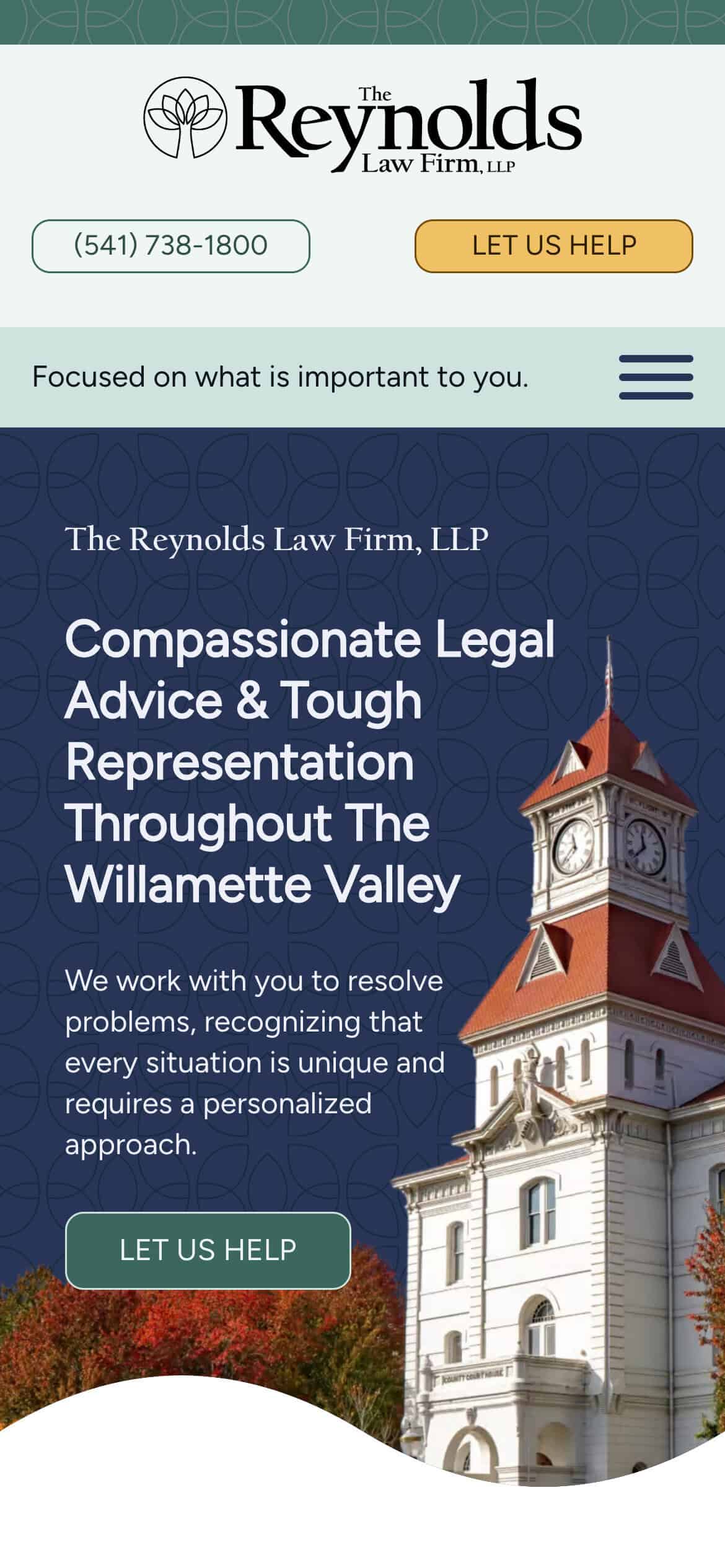 The Reynolds Law Firm mobile homepage