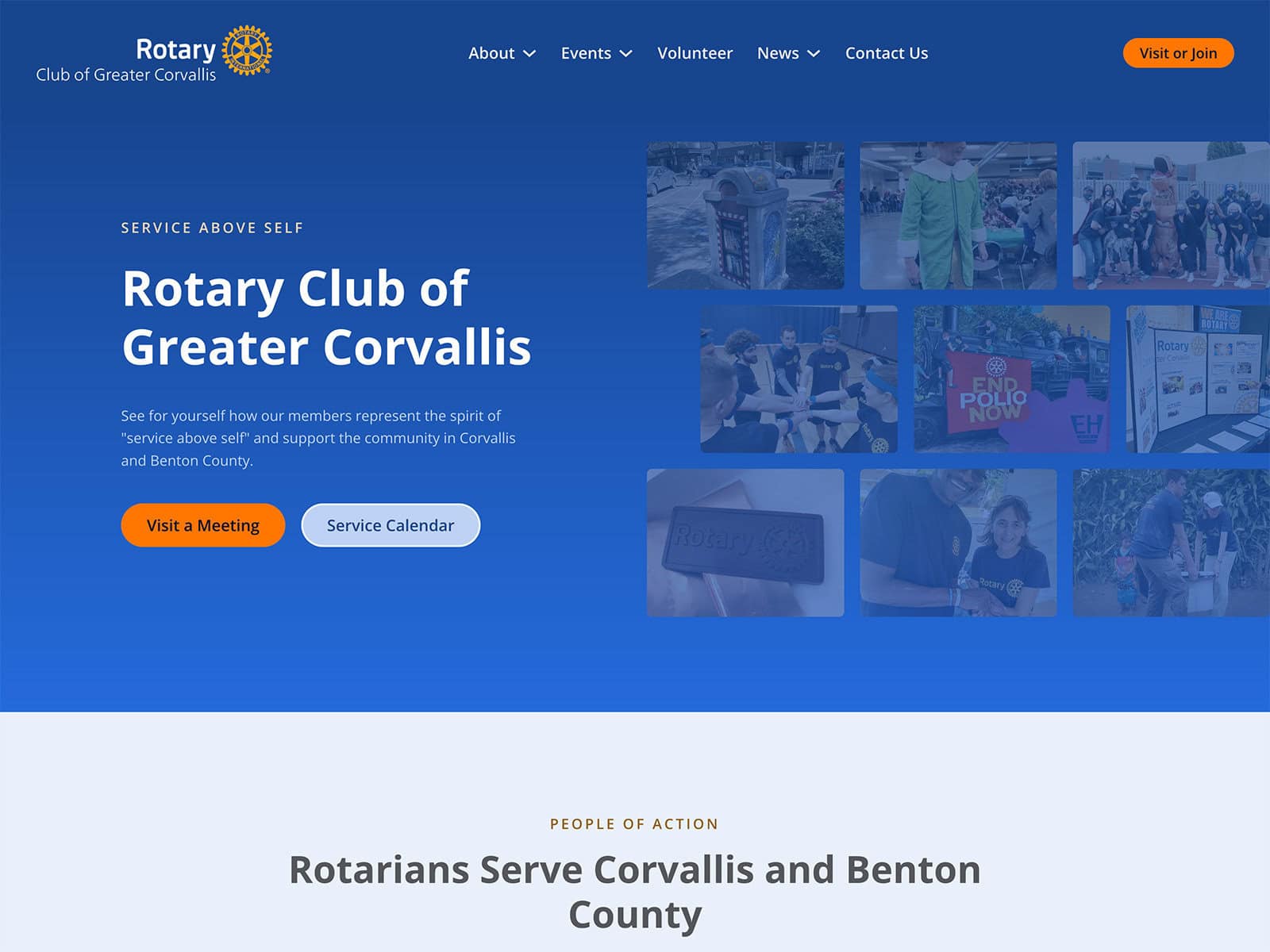 Rotary Club of Greater Corvallis desktop homepage