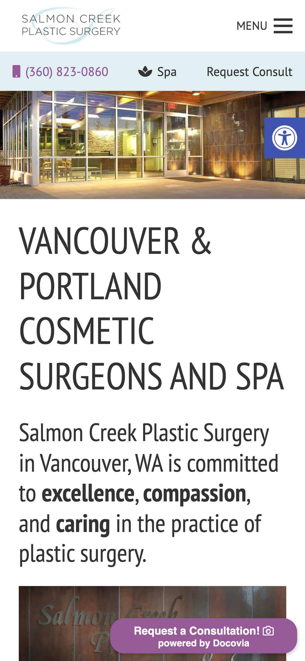 Salmon Creek Plastic Surgery mobile homepage
